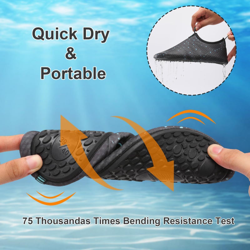 BARERUN Women's Men's Quick Drying Aqua Water Shoes Blue 6.5-7.5 M US Women - Image 4